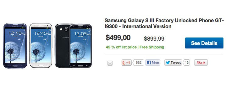 Samsung Galaxy S III/S3 GT-I9300 Factory Unlocked Phone - International Version